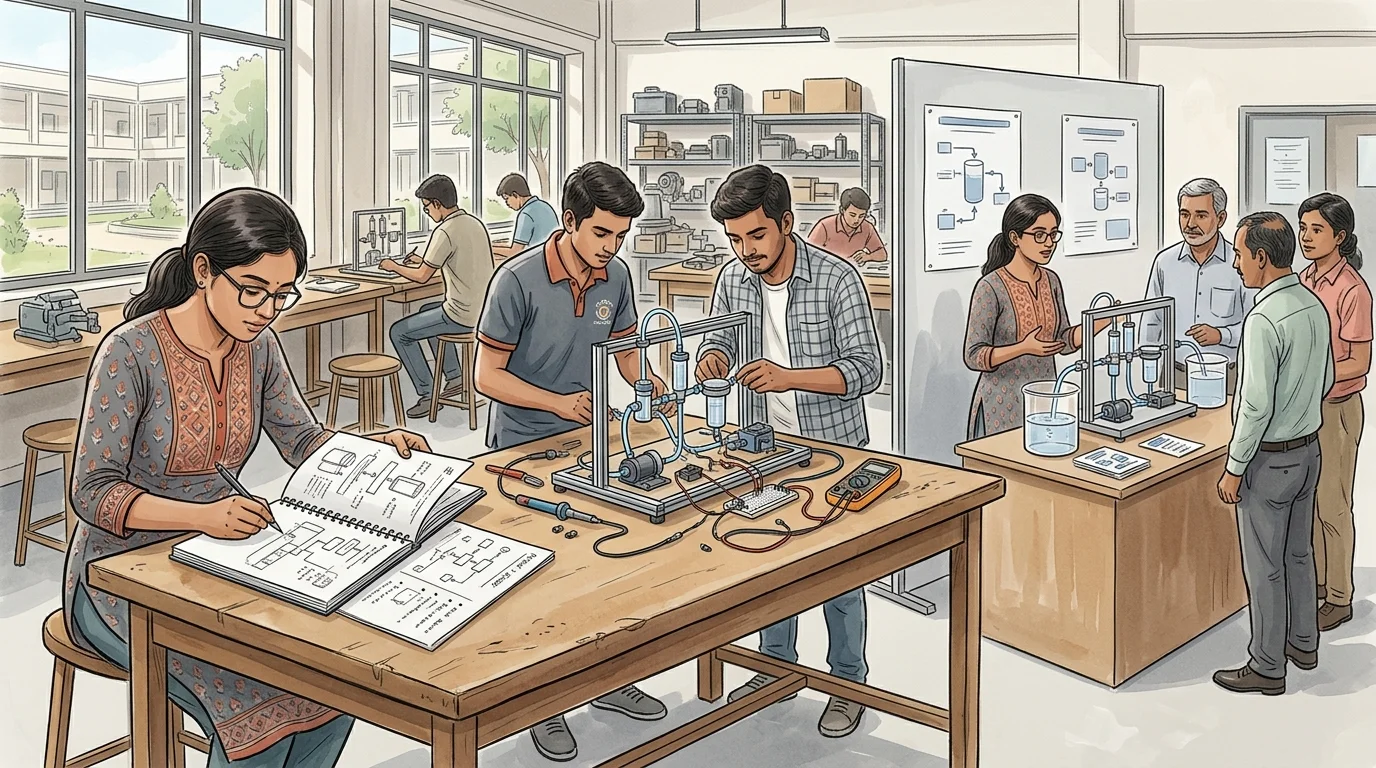 Student entrepreneurs turning ideas into viable prototypes in engineering lab